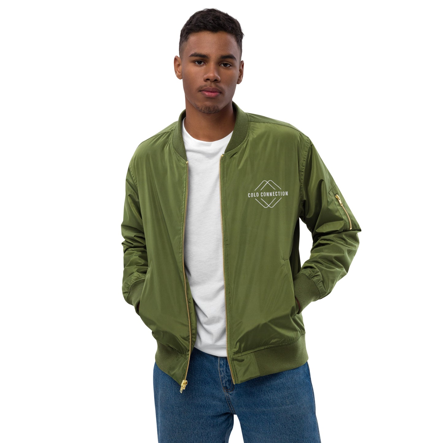 Cold Connection, logo (embroidery), Premium recycled bomber jacket