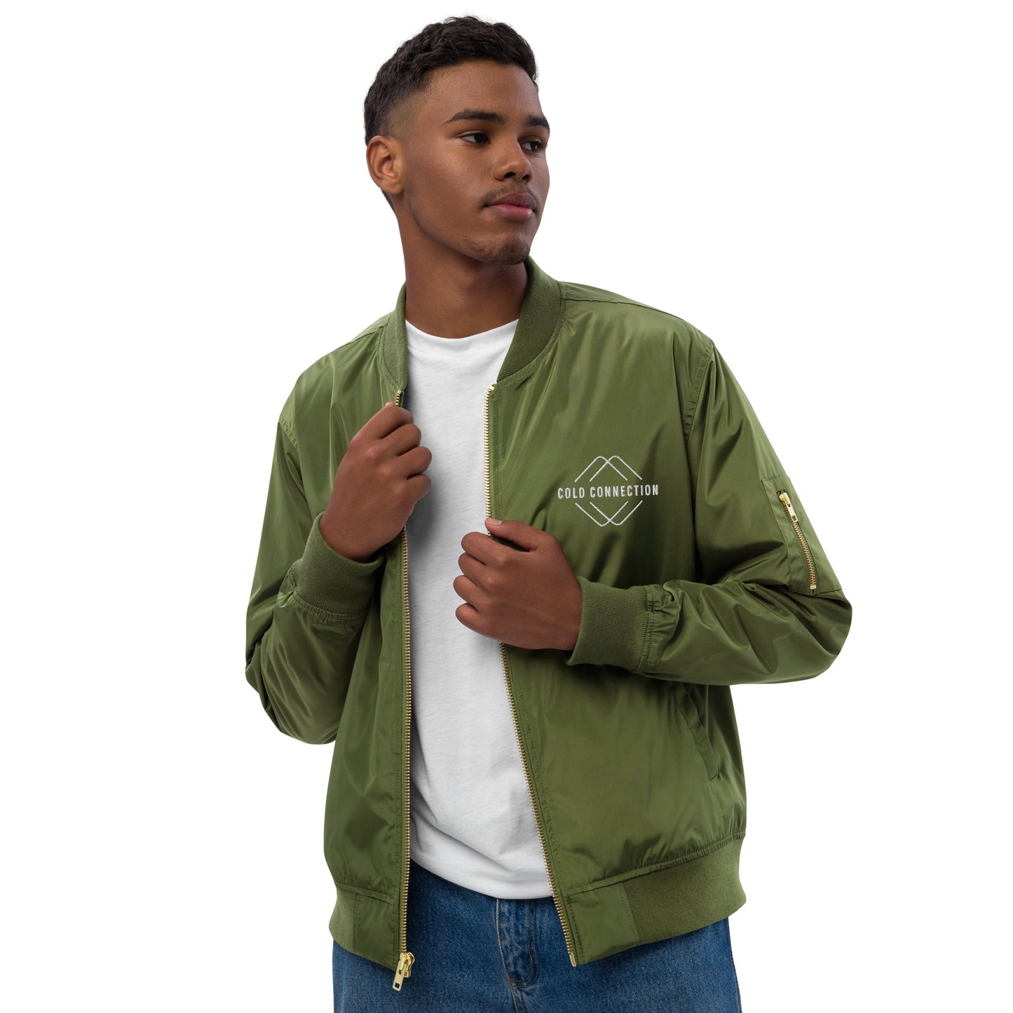 Cold Connection, logo (embroidery), Premium recycled bomber jacket