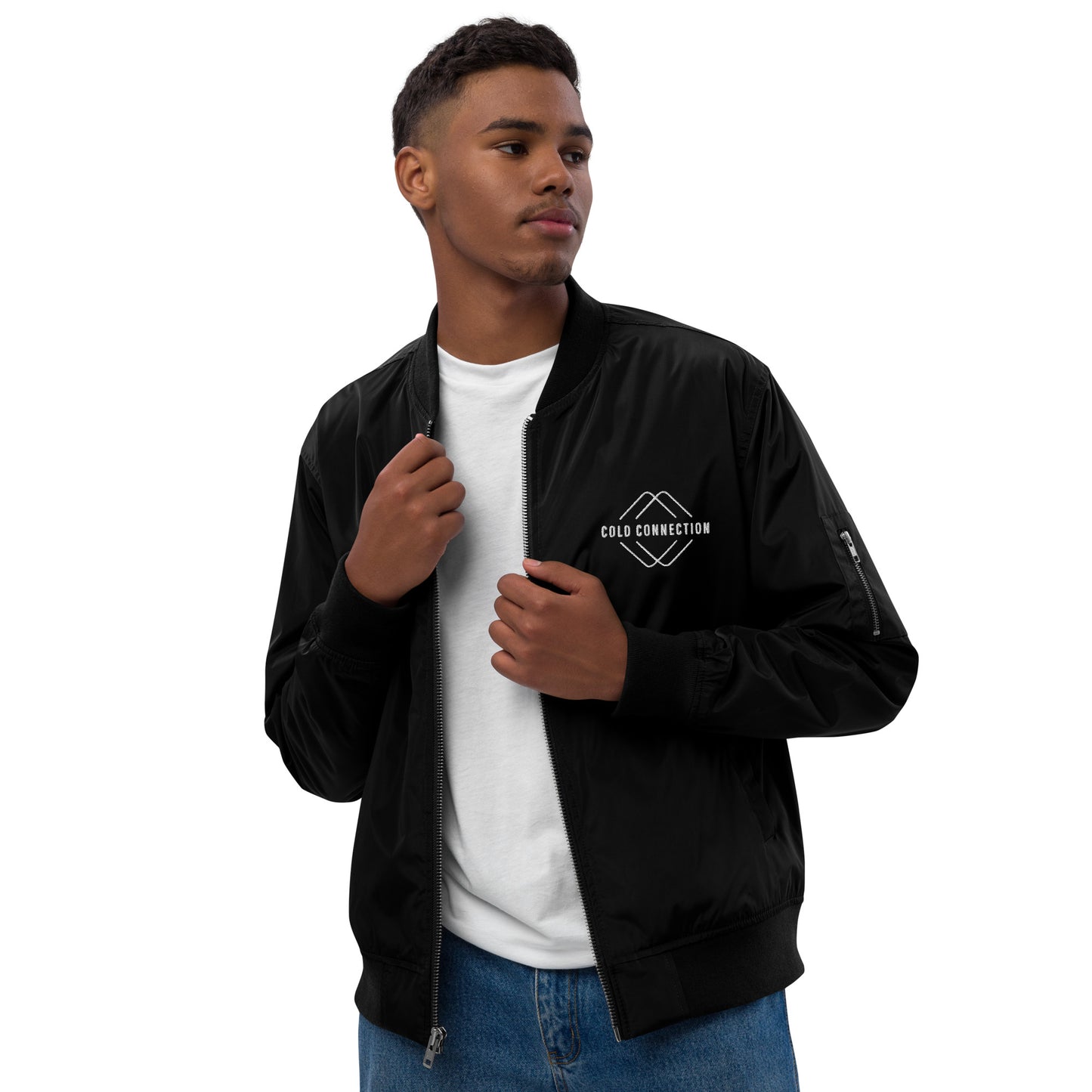 Cold Connection, logo (embroidery), Premium recycled bomber jacket