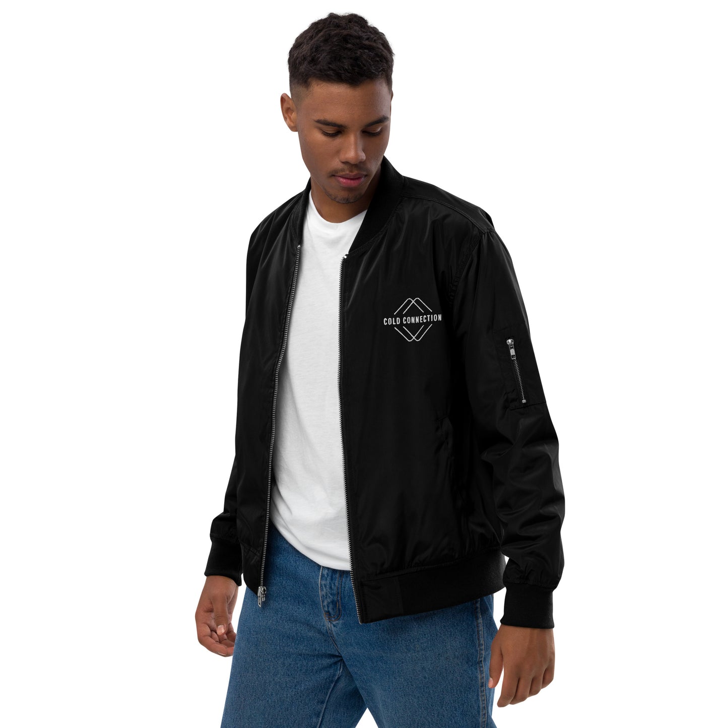 Cold Connection, logo (embroidery), Premium recycled bomber jacket