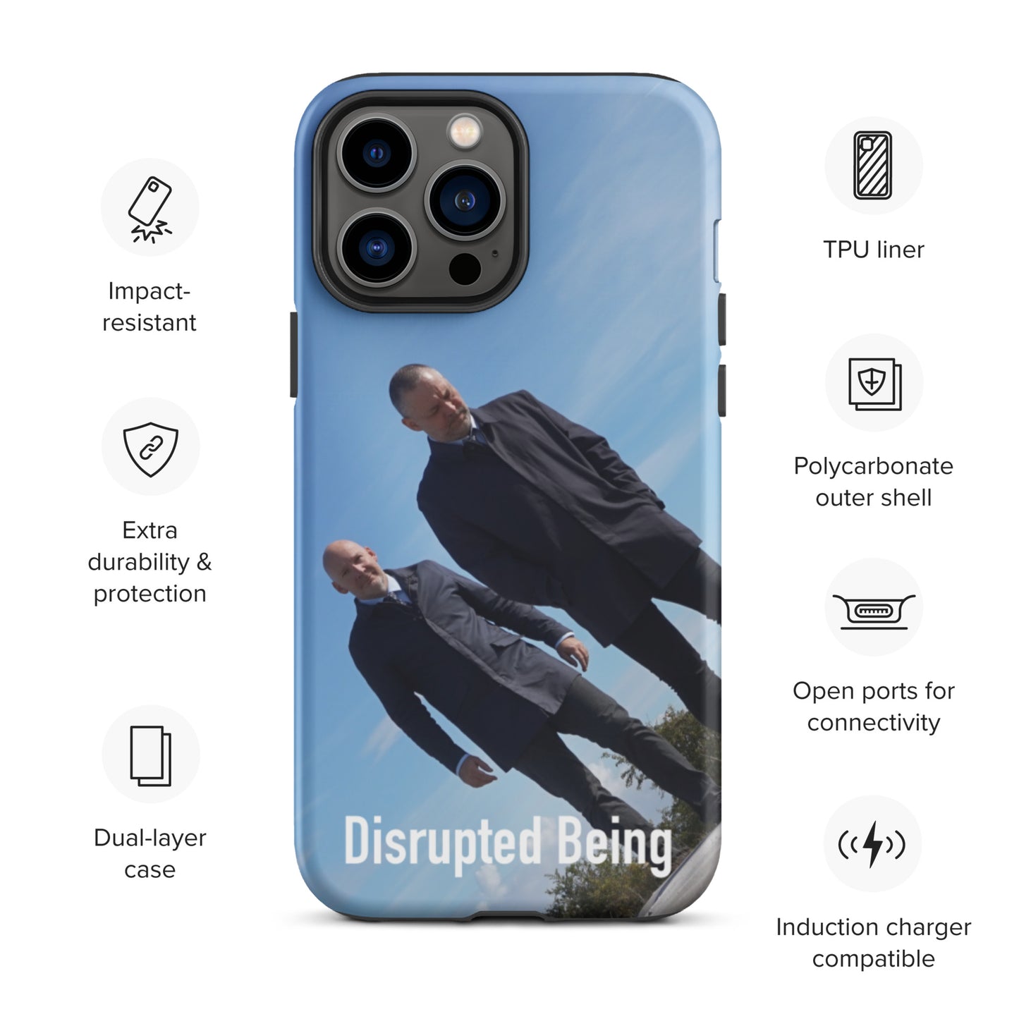 Disrupted Being, official photo and logo, Tough iPhone case