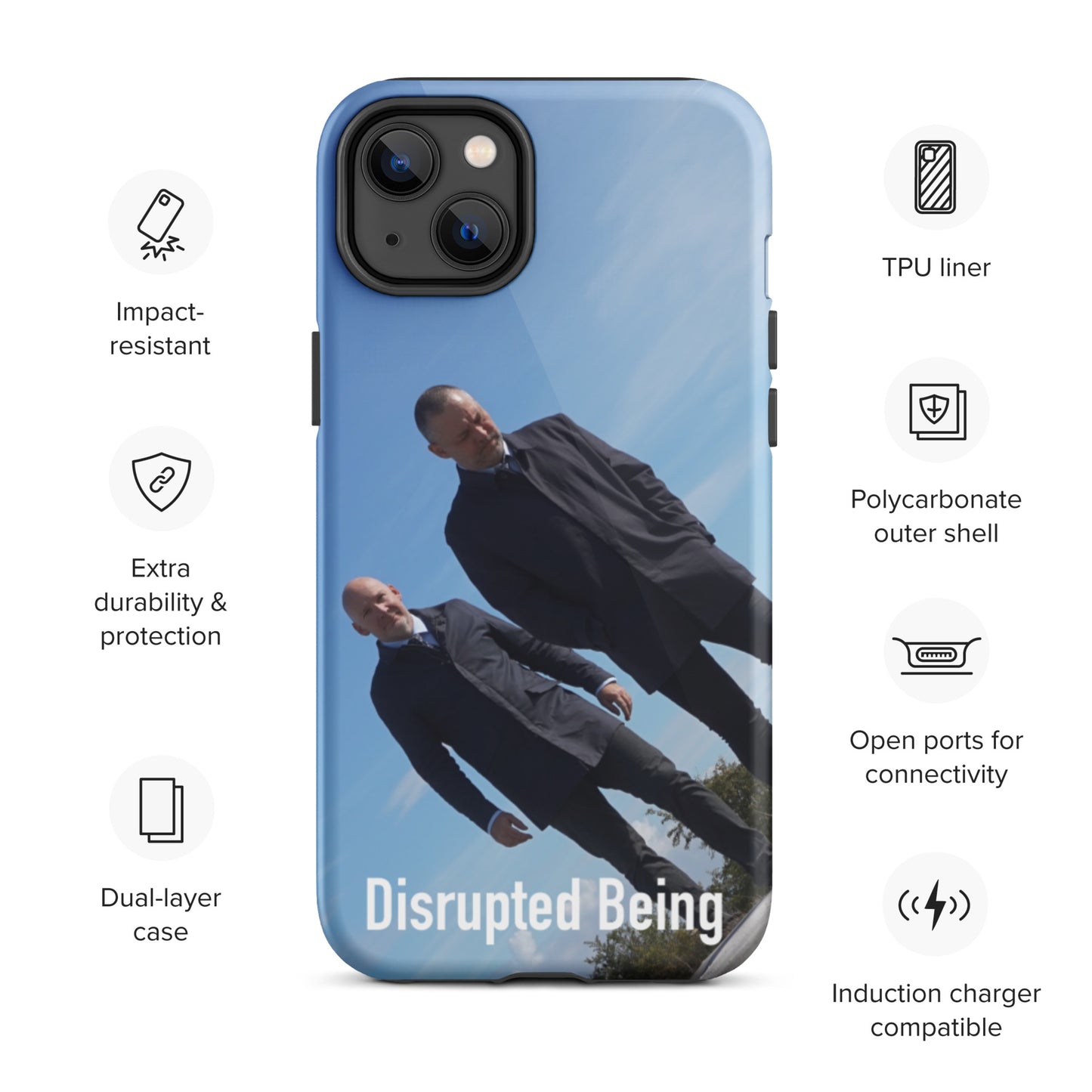 Disrupted Being, official photo and logo, Tough iPhone case