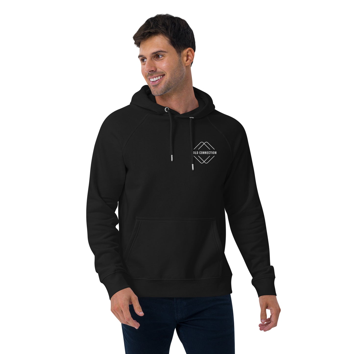 Cold Connection, official logo (embroidery), Unisex eco raglan hoodie