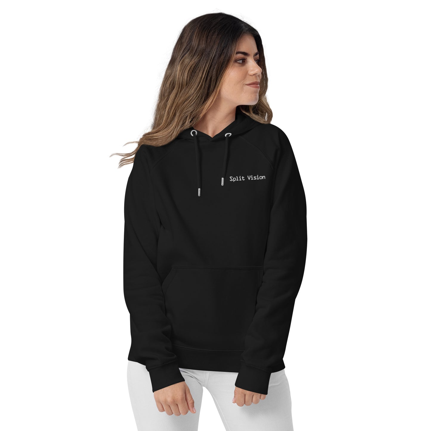 Split Vision, official logo (embroidery), Unisex eco raglan hoodie