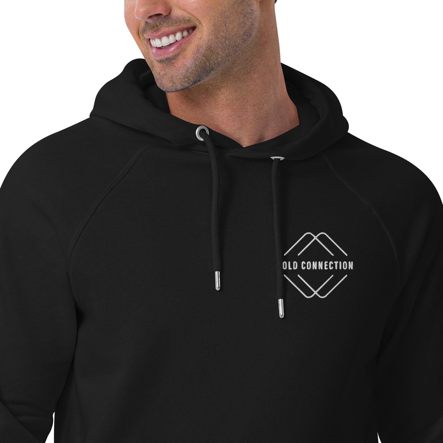 Cold Connection, official logo (embroidery), Unisex eco raglan hoodie