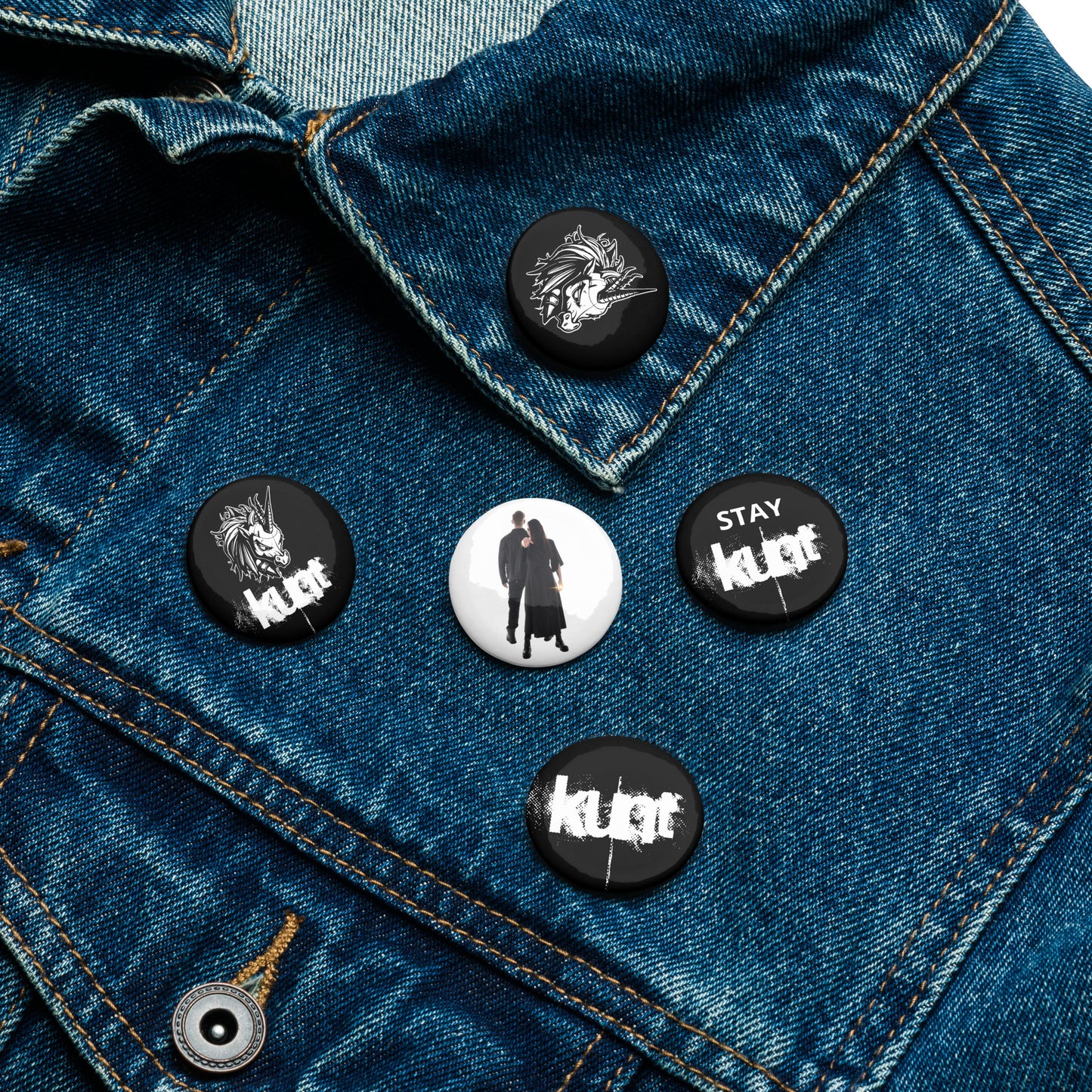 Kunt, official logos and band photo, Set of 5 pin buttons