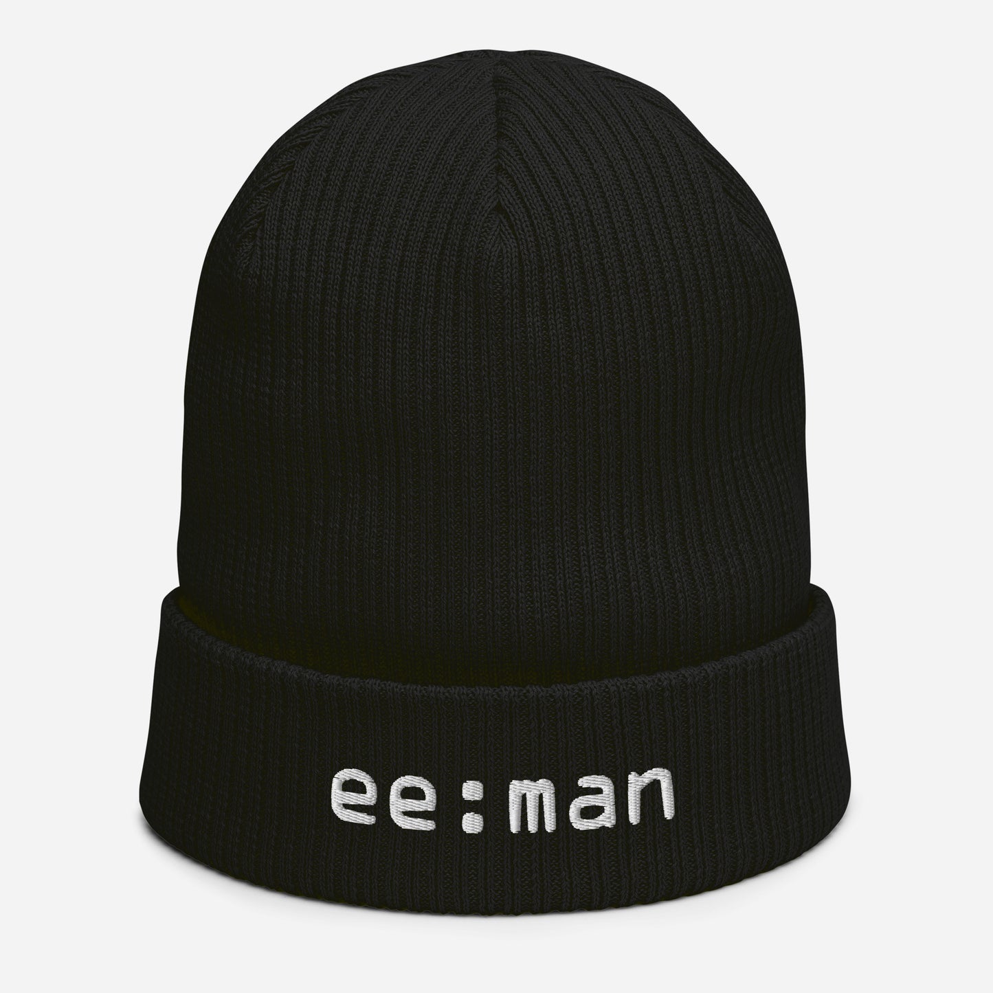 ee:man, official logo (embroidery), Organic ribbed beanie