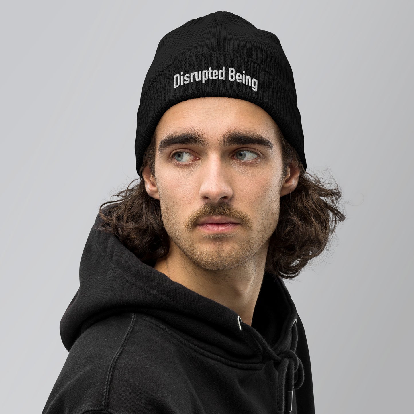 Disrupted Being, official logo (embroidery), Organic ribbed beanie