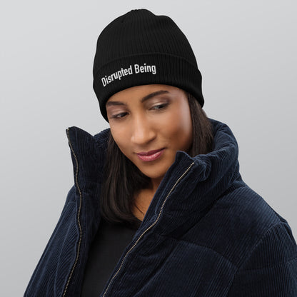 Disrupted Being, official logo (embroidery), Organic ribbed beanie