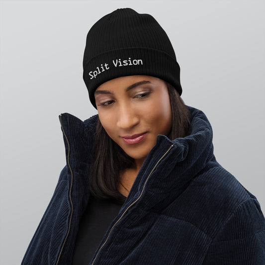 Split Vision, official logo (embroidery), Organic ribbed beanie