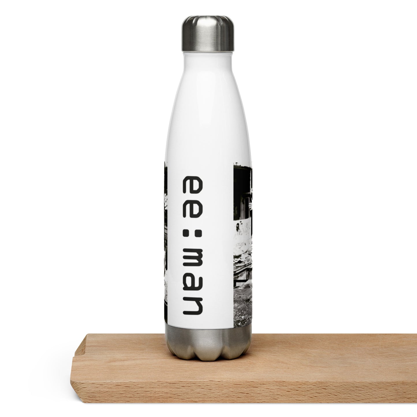 ee:man, official photo and logo, Stainless Steel Water Bottle