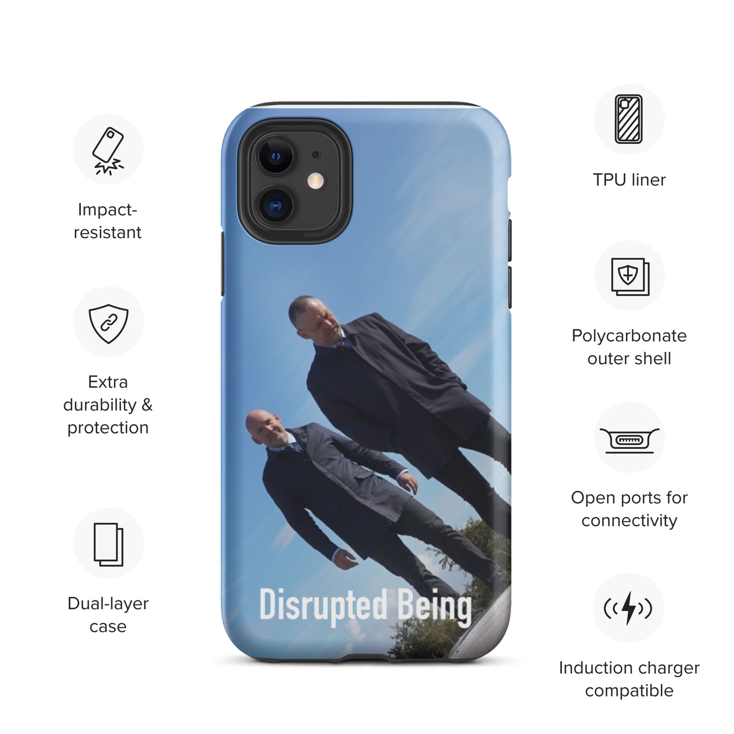 Disrupted Being, official photo and logo, Tough iPhone case