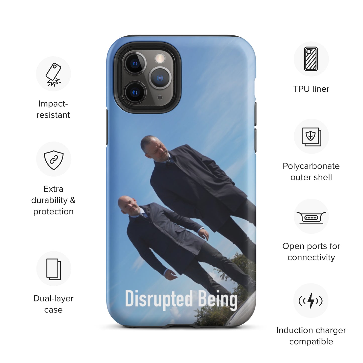 Disrupted Being, official photo and logo, Tough iPhone case