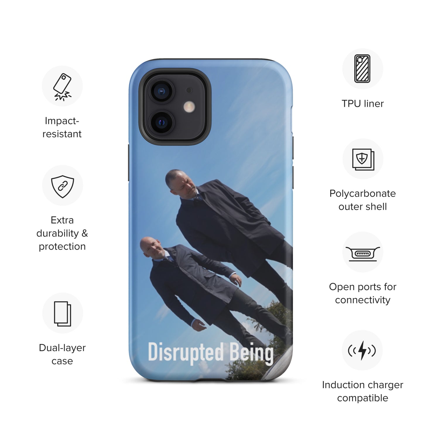 Disrupted Being, official photo and logo, Tough iPhone case