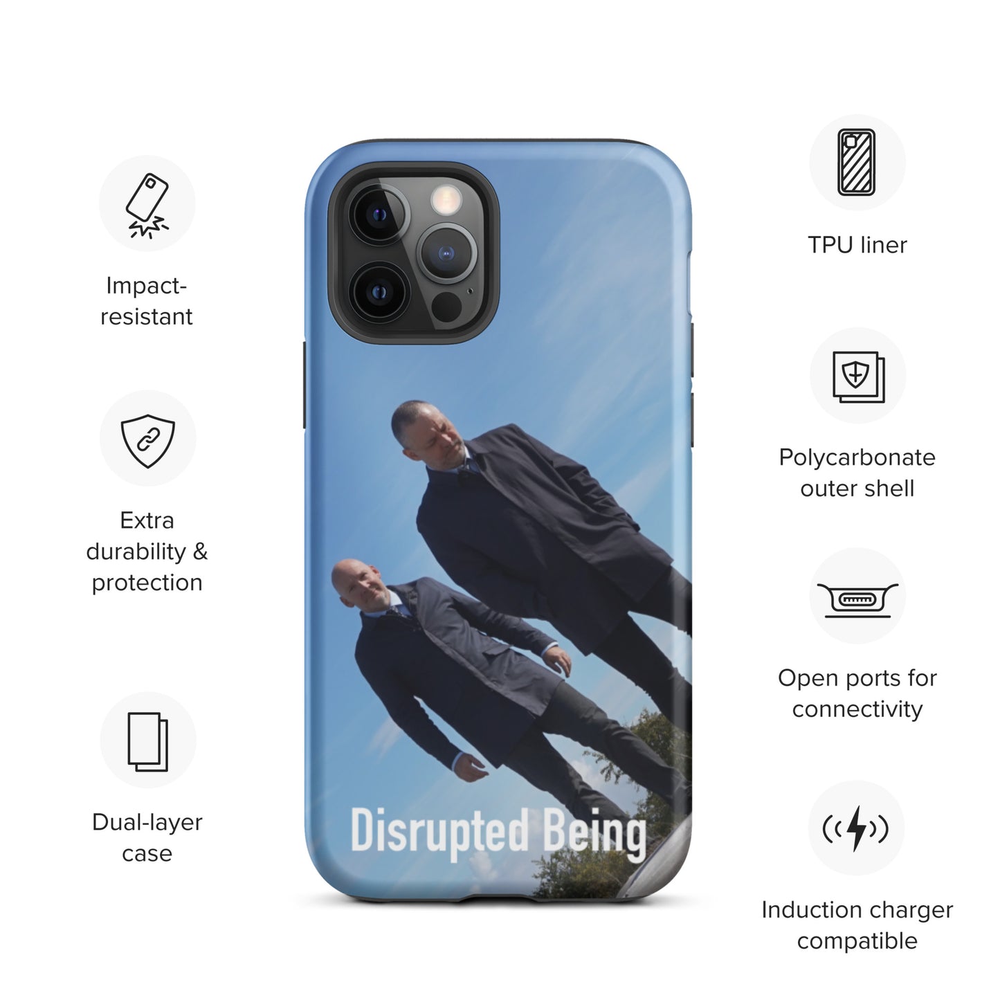 Disrupted Being, official photo and logo, Tough iPhone case