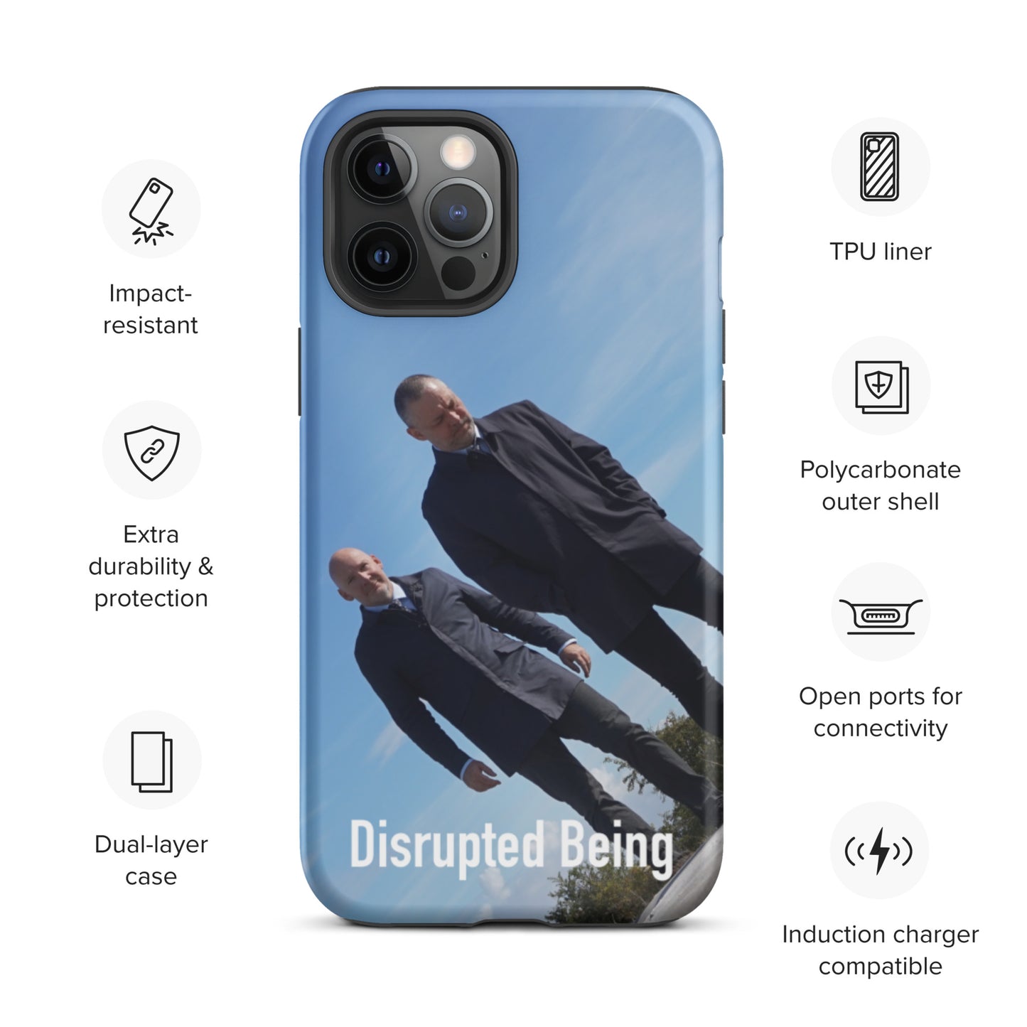 Disrupted Being, official photo and logo, Tough iPhone case