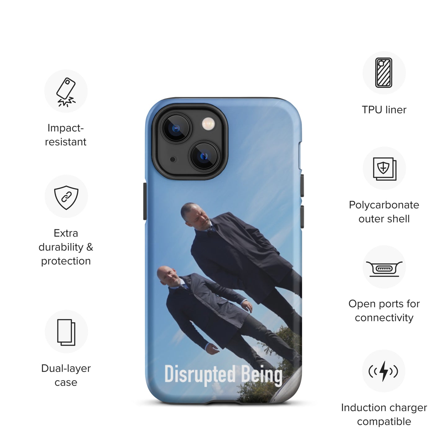 Disrupted Being, official photo and logo, Tough iPhone case