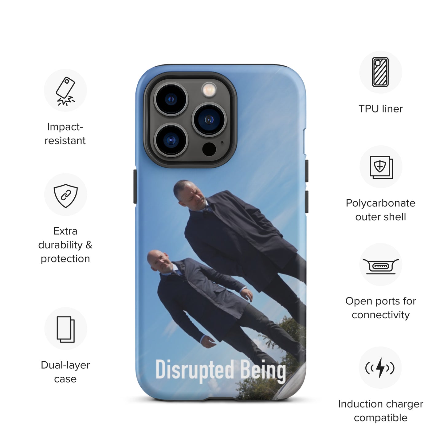 Disrupted Being, official photo and logo, Tough iPhone case