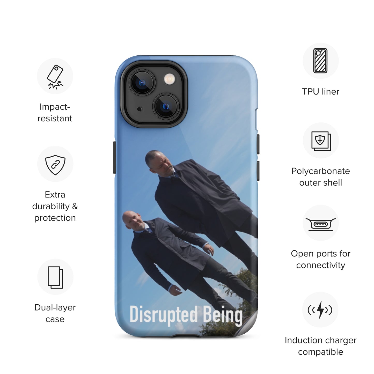 Disrupted Being, official photo and logo, Tough iPhone case