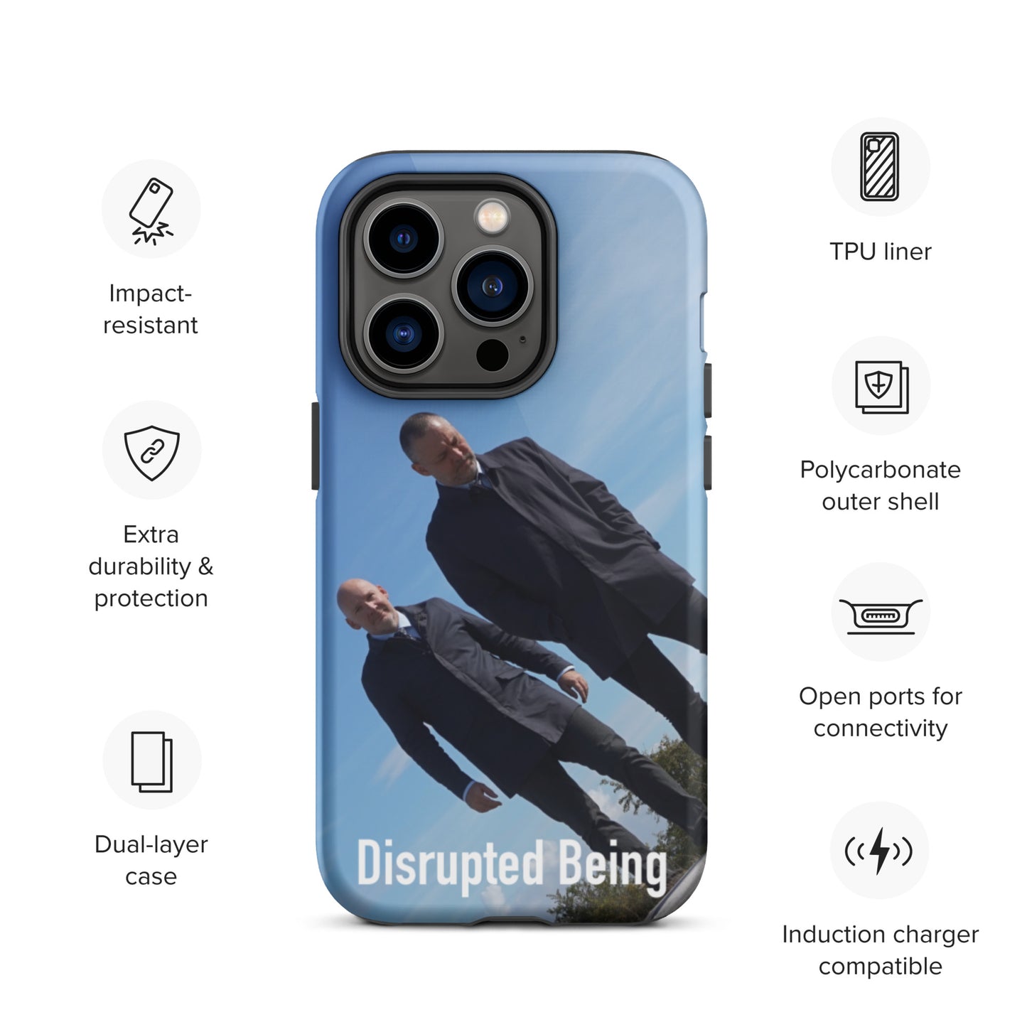 Disrupted Being, official photo and logo, Tough iPhone case