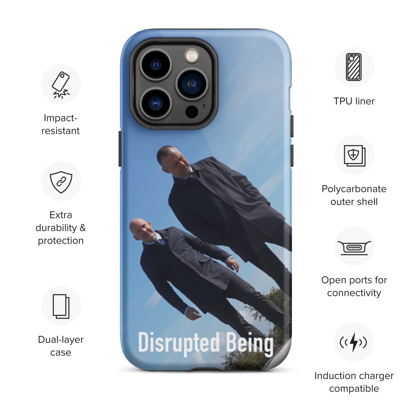 Disrupted Being, official photo and logo, Tough iPhone case