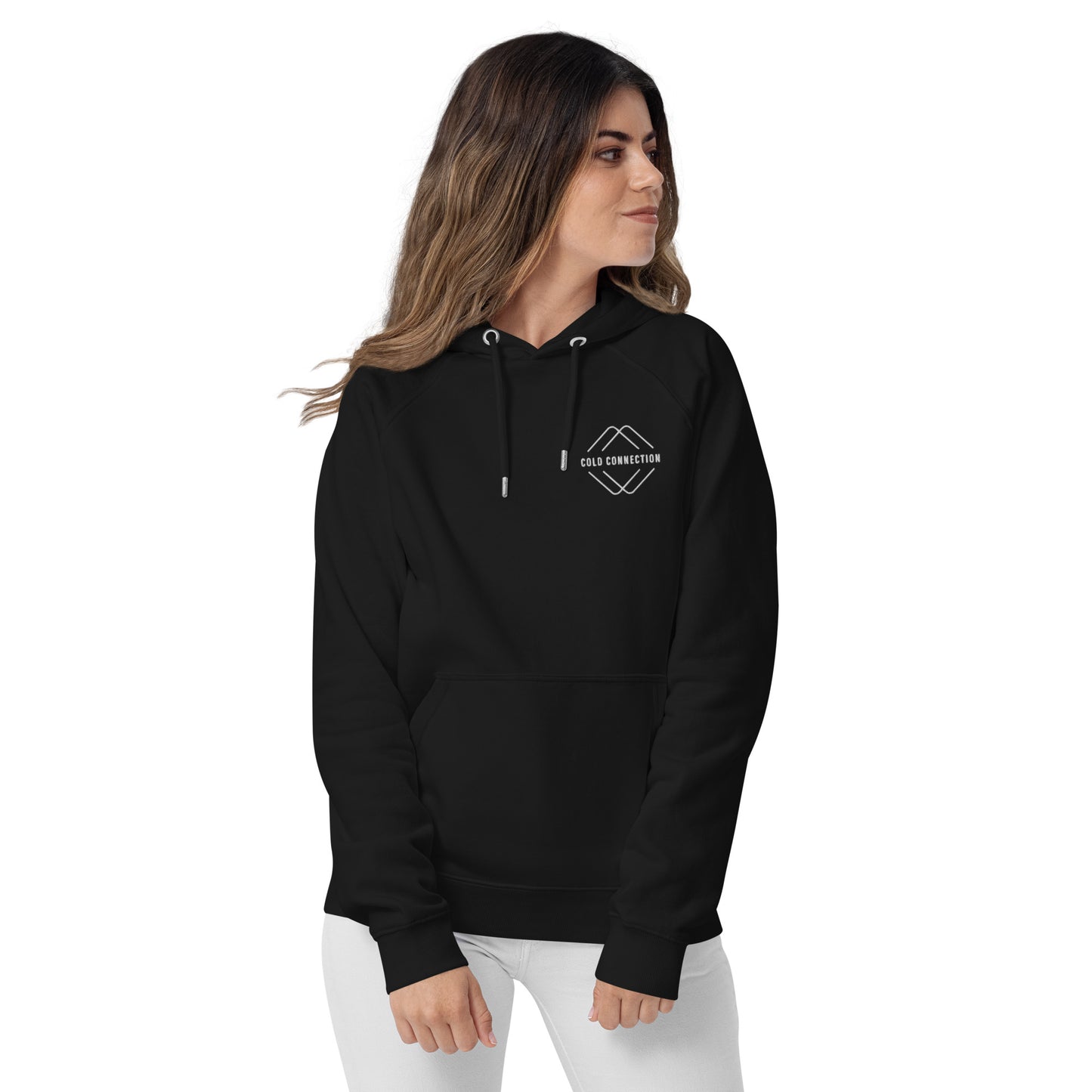 Cold Connection, official logo (embroidery), Unisex eco raglan hoodie