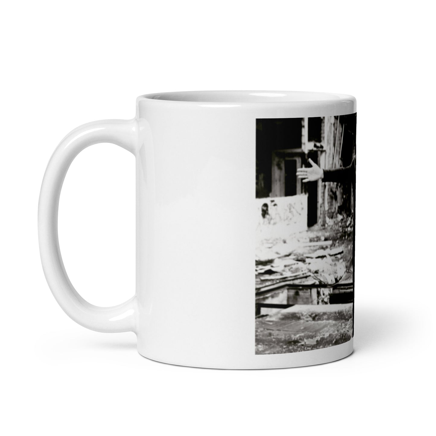 ee:man, official photo and logo, White glossy mug