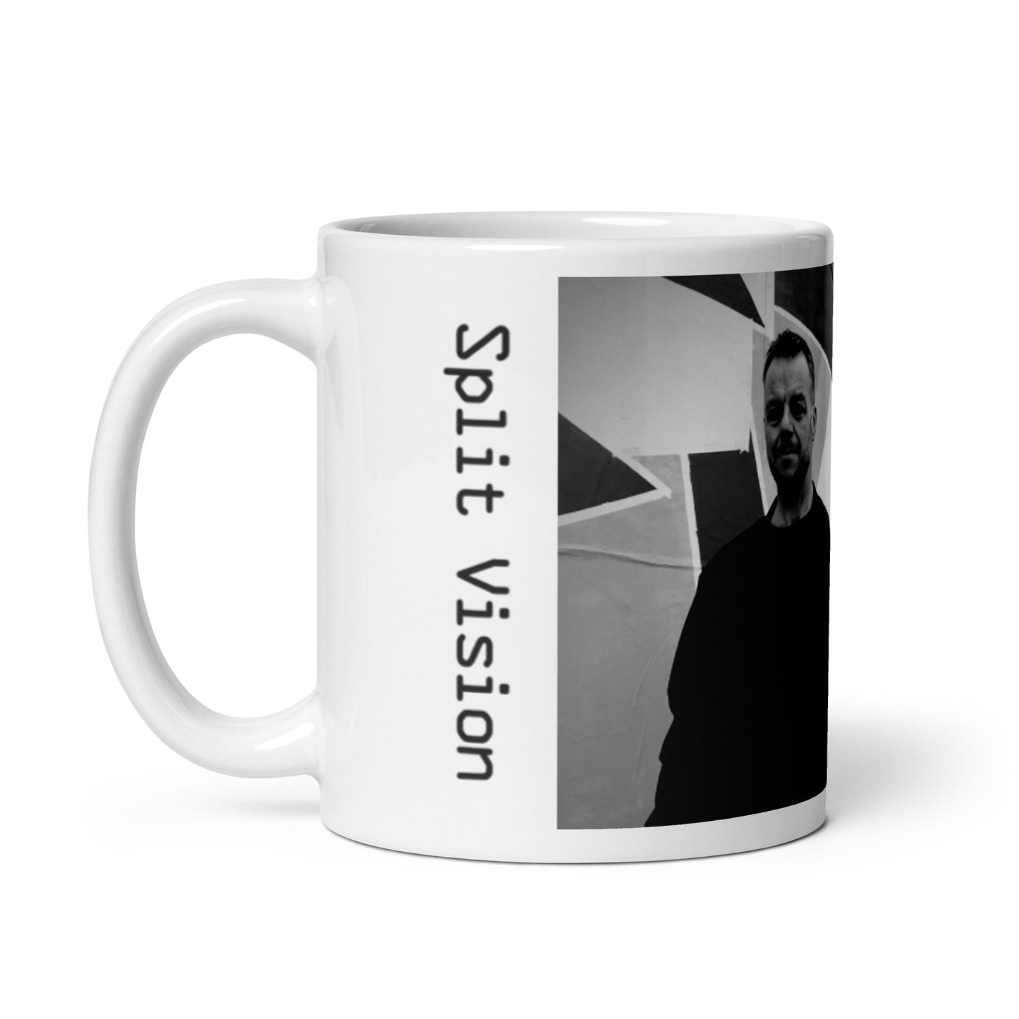 Split Vision, official band photo and logo, White glossy mug