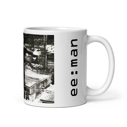 ee:man, official photo and logo, White glossy mug