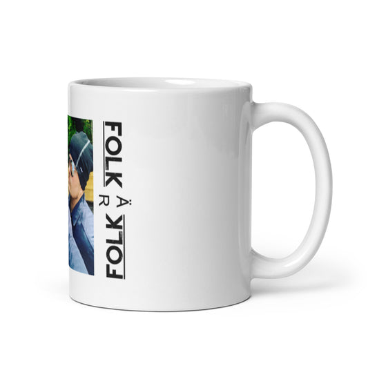 Folk Är Folk, official band photo and logo, White glossy mug