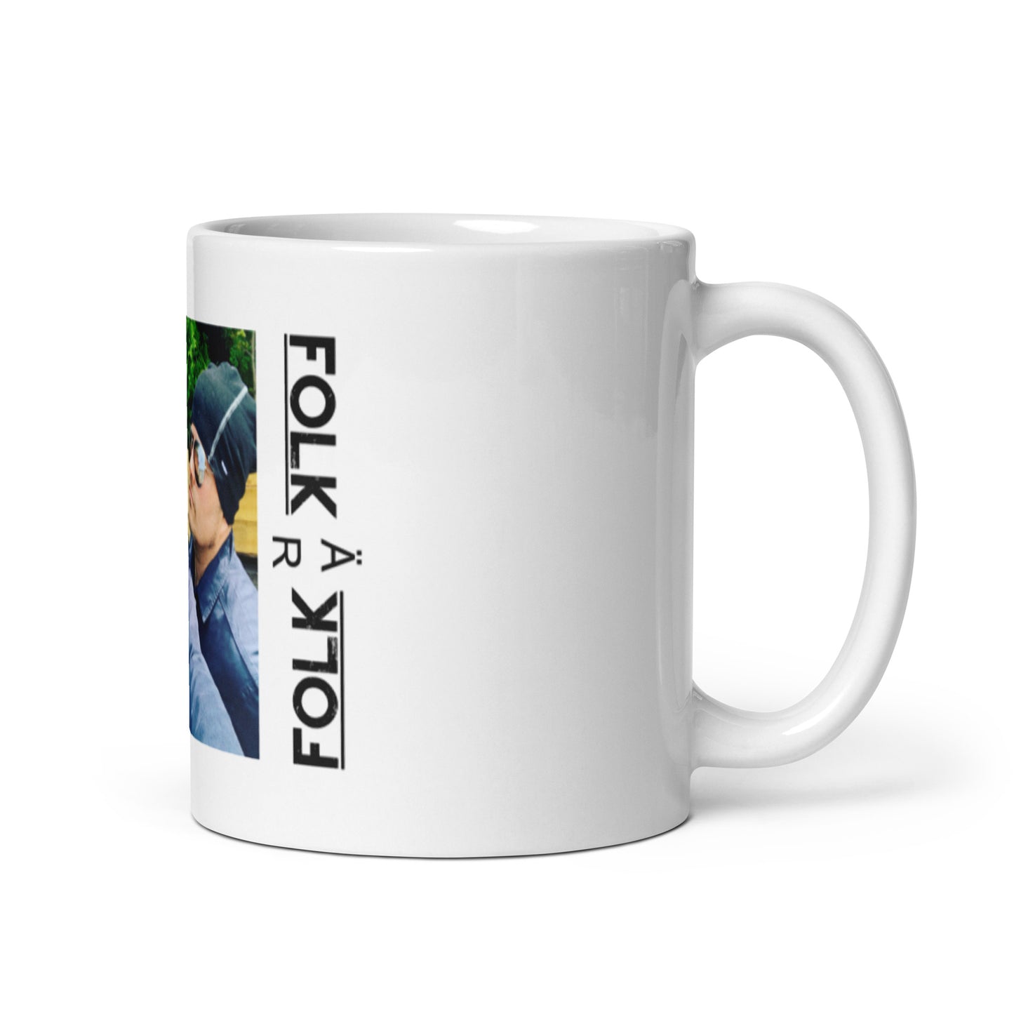 Folk Är Folk, official band photo and logo, White glossy mug
