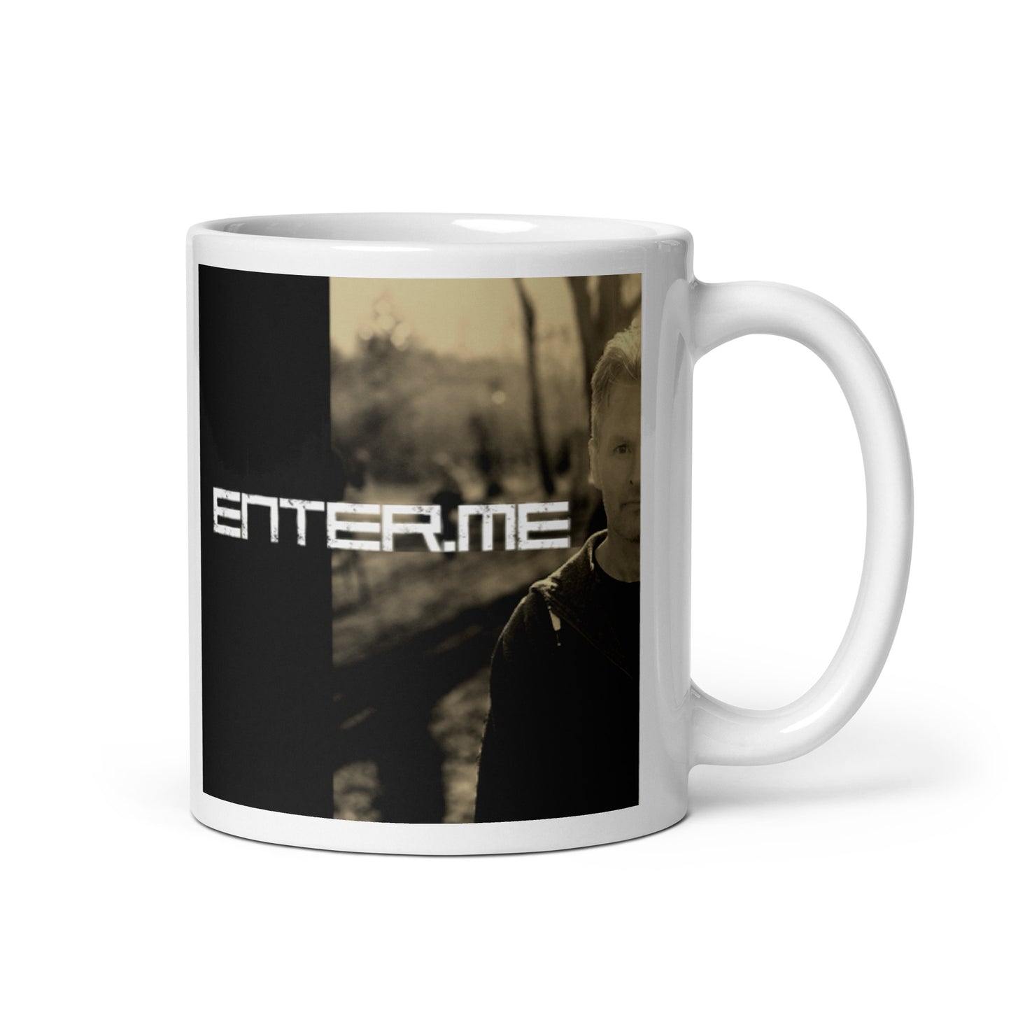 enter.me, official photo (colour), White glossy mug