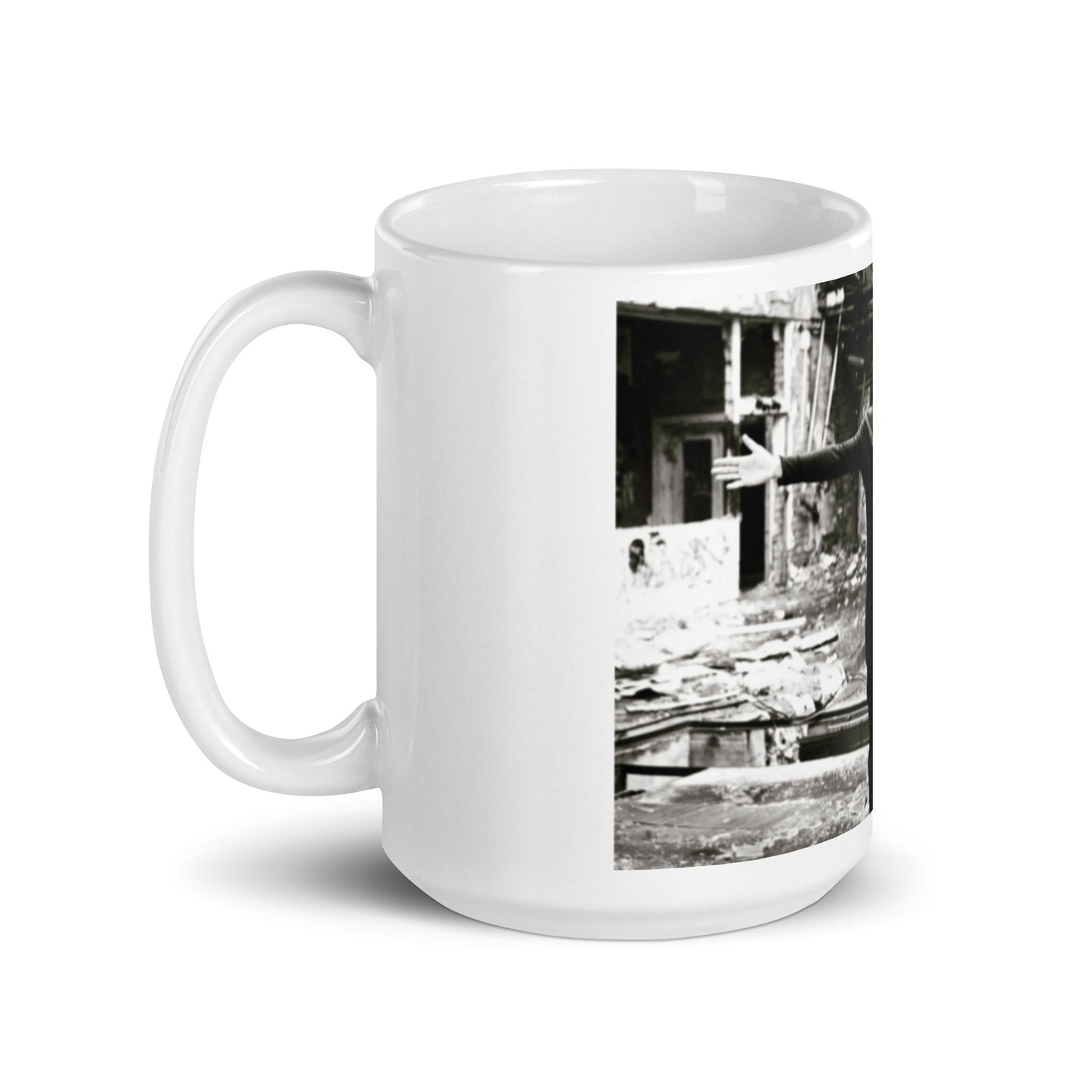 ee:man, official photo and logo, White glossy mug