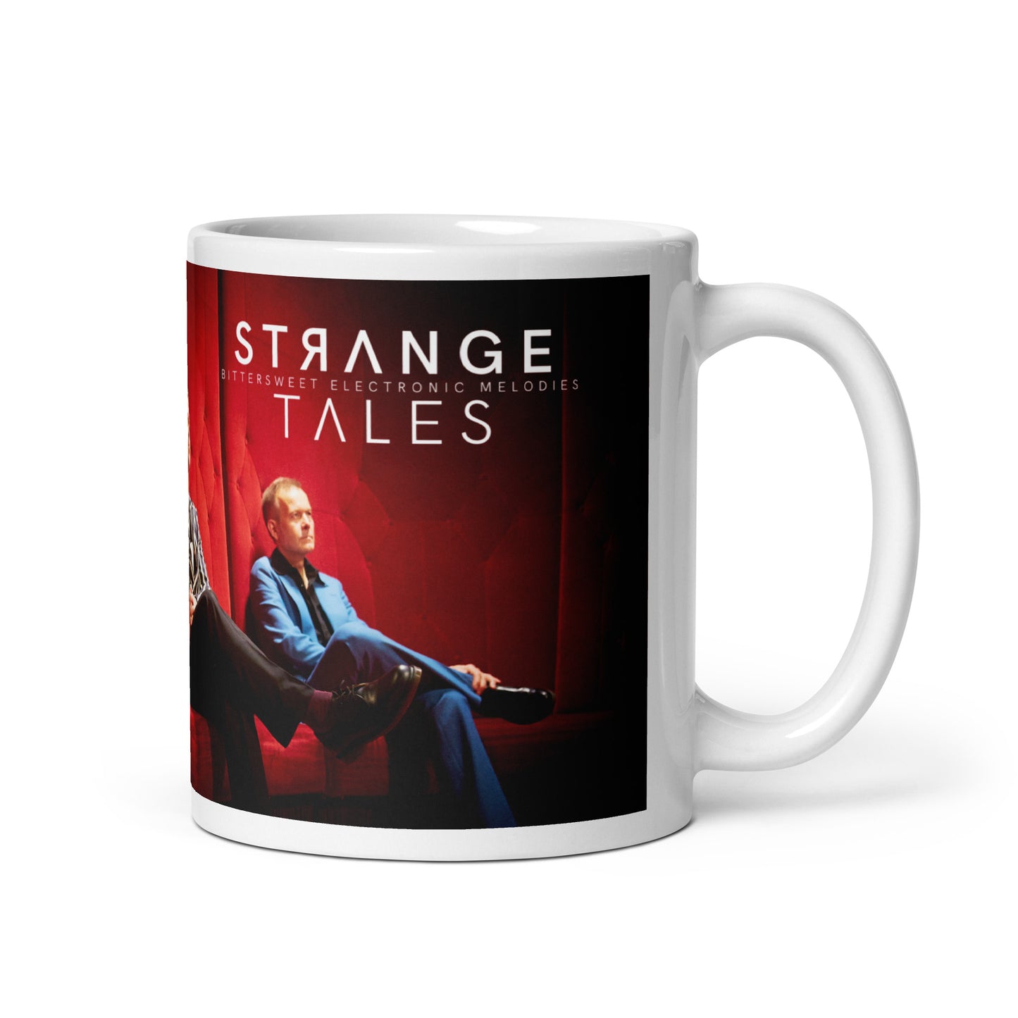 Strange Tales, official band photo and logo, White glossy mug